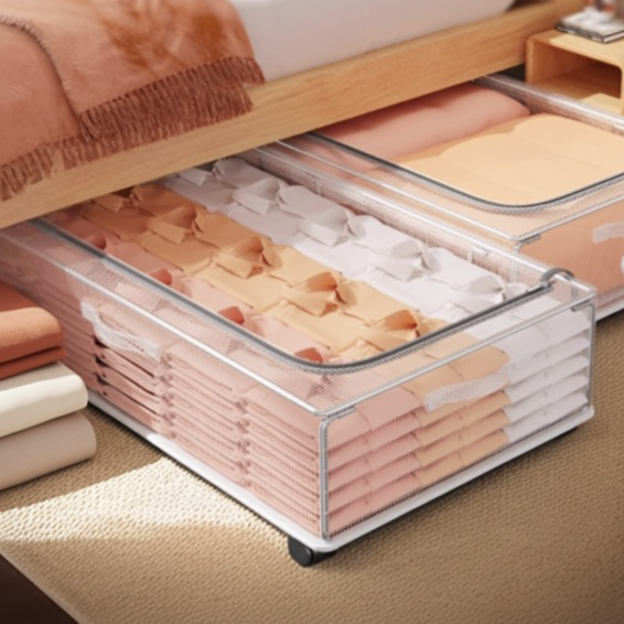 Boîte de rangement sous le lit avec roulettes et protection contre l'humidité
