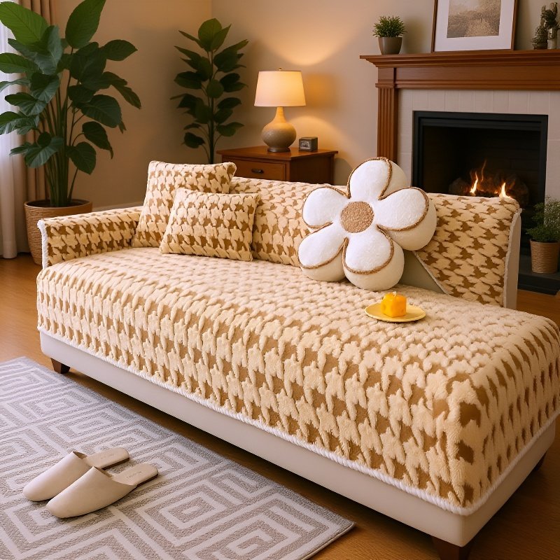 소파 패드 미끄럼 방지 램스울 도톰 보풀 겨울 치조 체크 소파 커버 커버 커버 패드