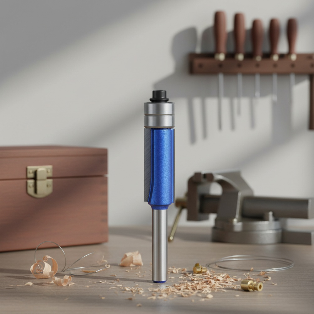 1/4 vástago flash plata azul doble rodamiento recortadora fresa madera doble filo recortadora fresa 