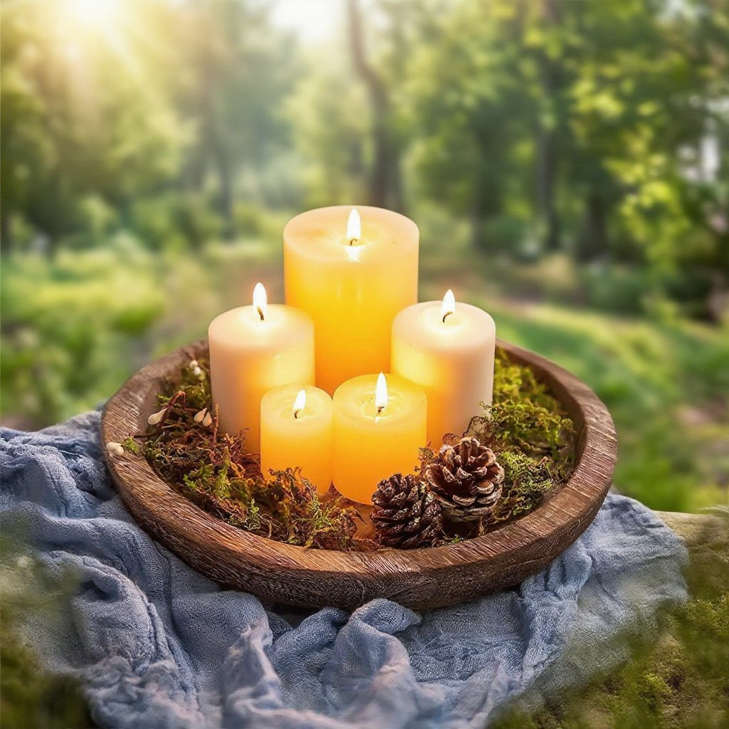 復古桐木圓形託盤質感展示