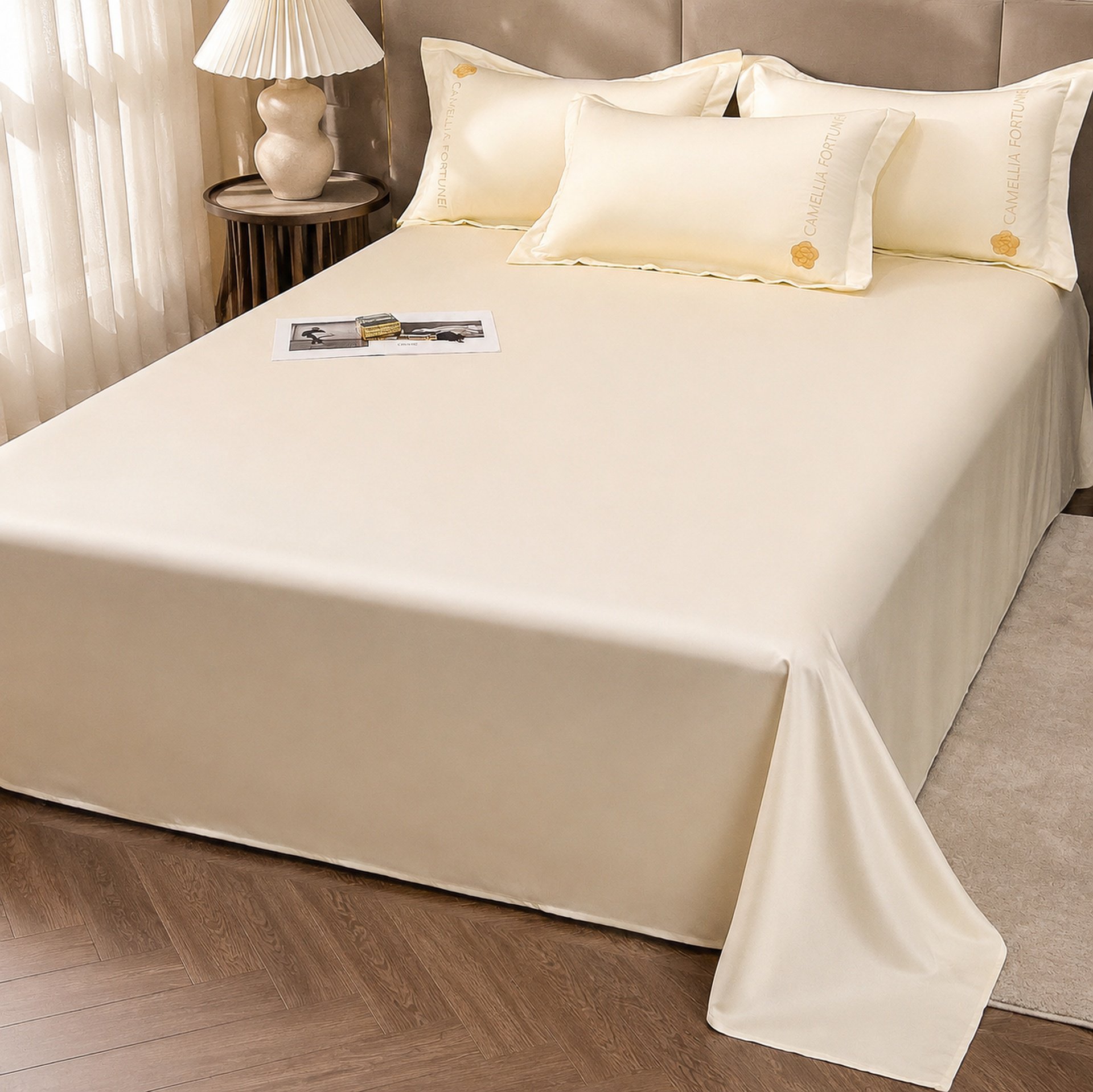 Ice Silk Cool Bedspread Set, Breathable and Skin-friendly, Reactive Dyeing
