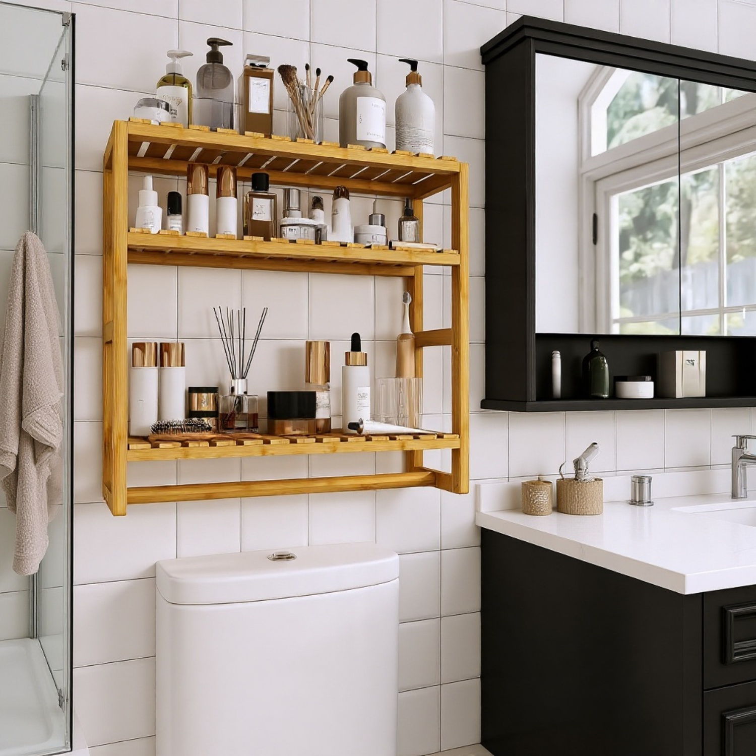 Praktický dřevěný regál na zeď pro malé prostory