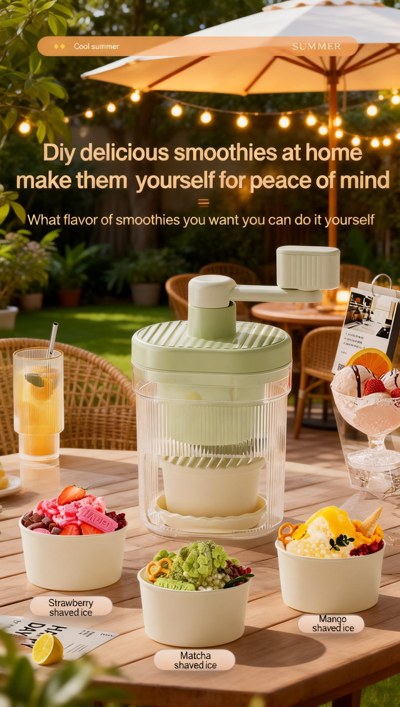 Portable manual ice shaver for desserts