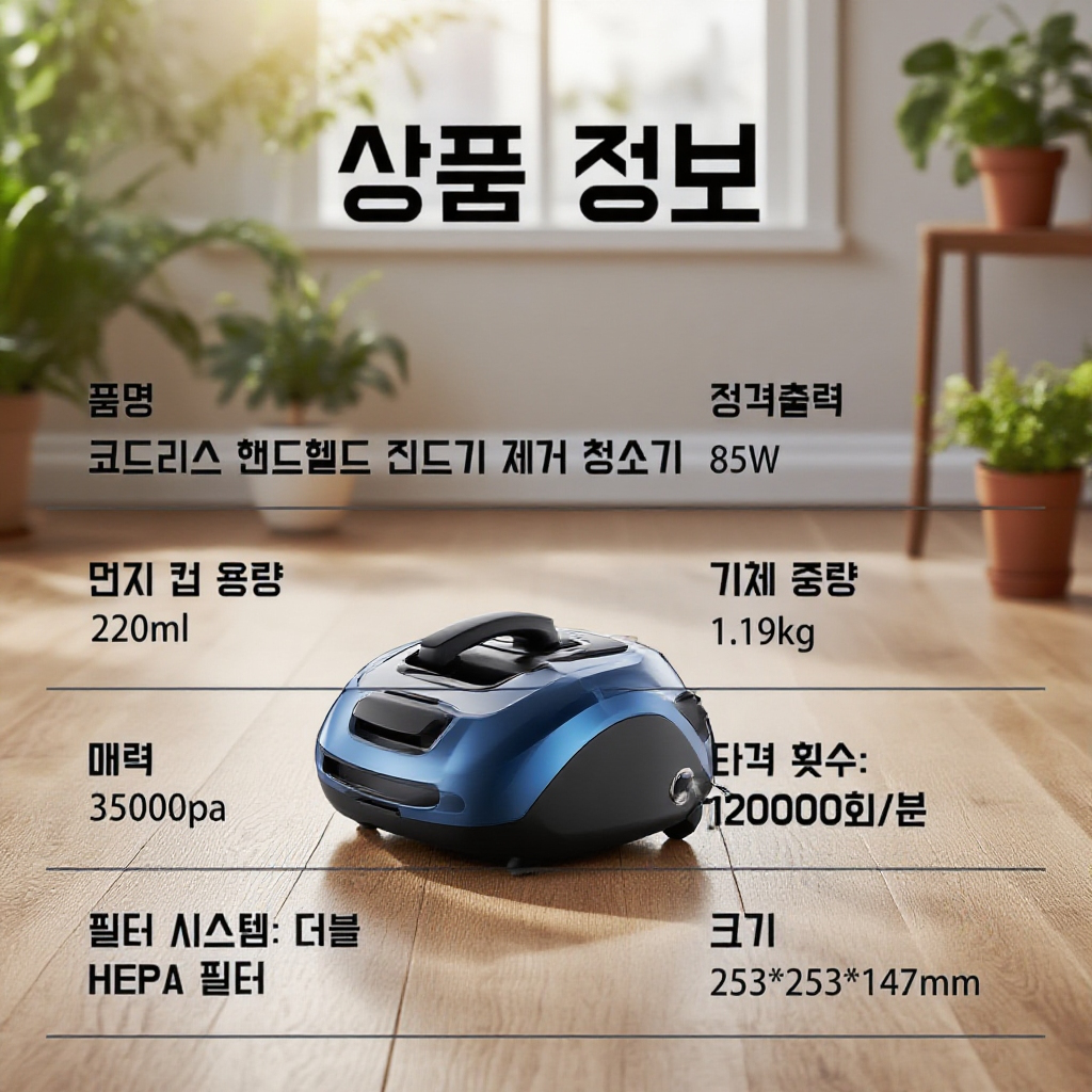 고출력 무선 진드기 제거 핸드헬드 청소기 