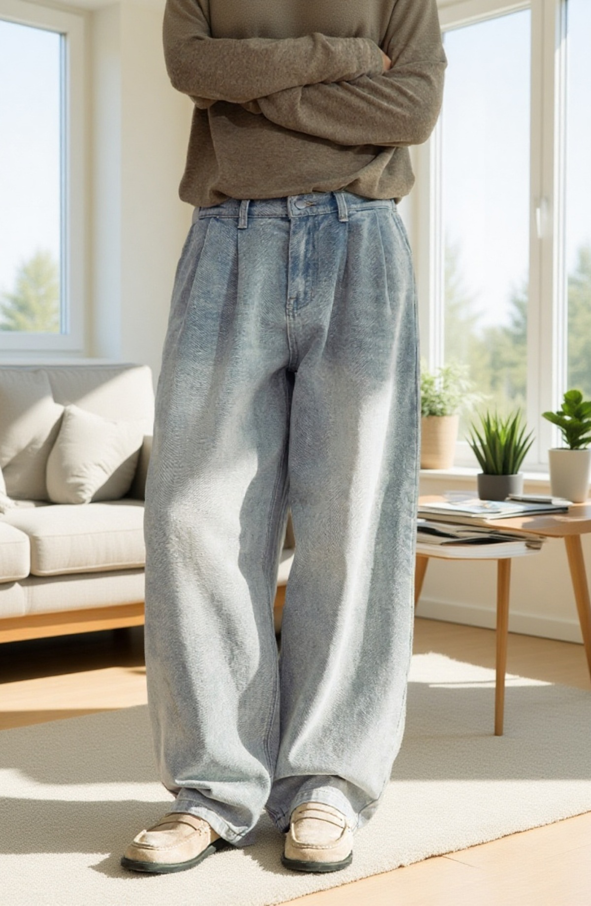 Vintage Waschung Jeans als modisches Streetwear-Outfit