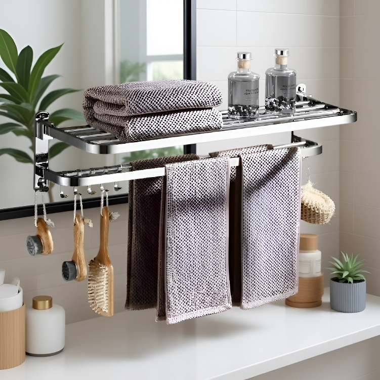 목욕타월을 보관하는 스텐 선반