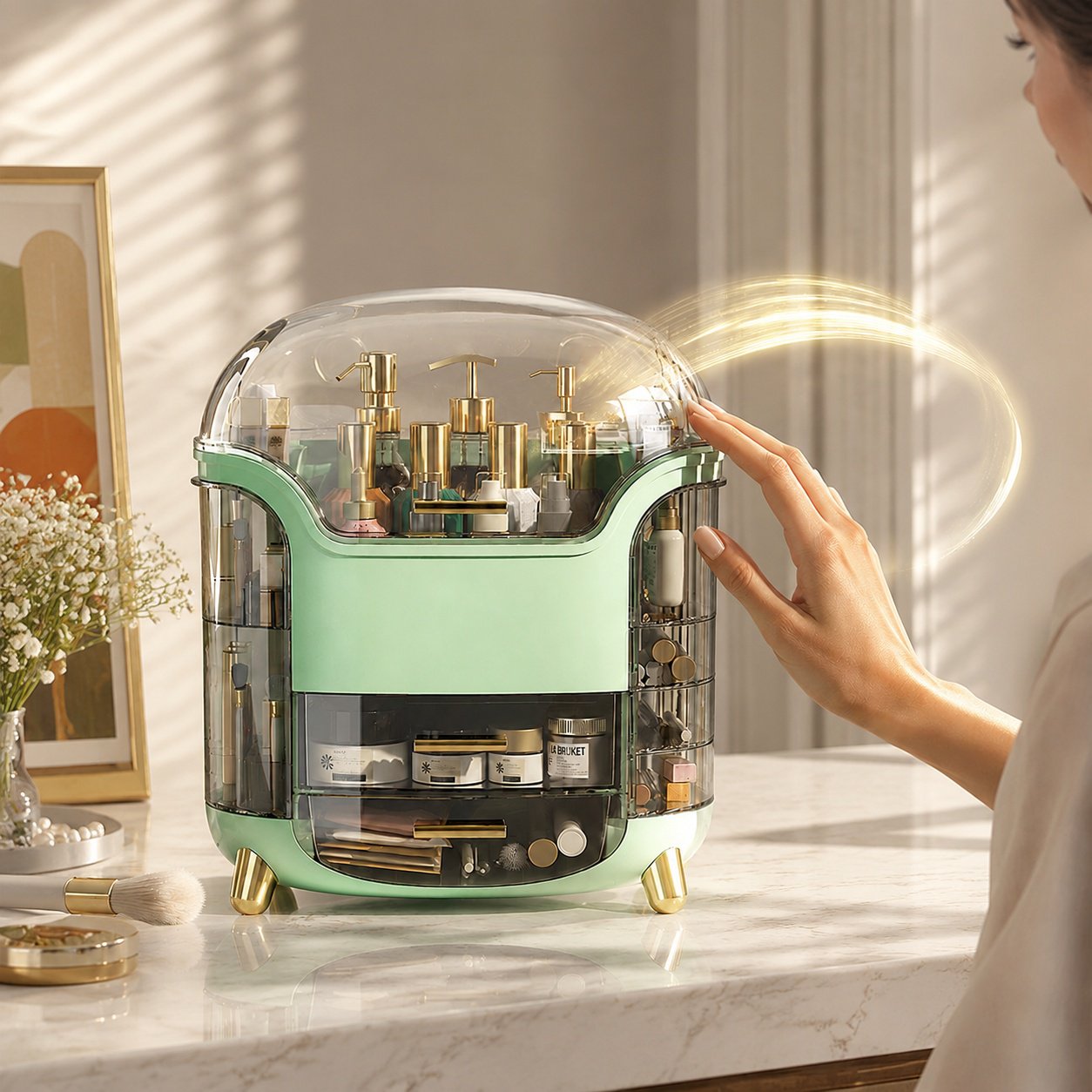 Elegant storage box for vanity table with drawers