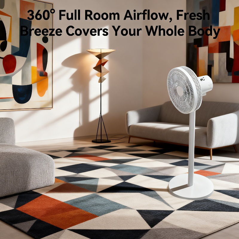 Quiet Floor Fan for Home and Dormitory, Compact Tabletop Oscillating Fan