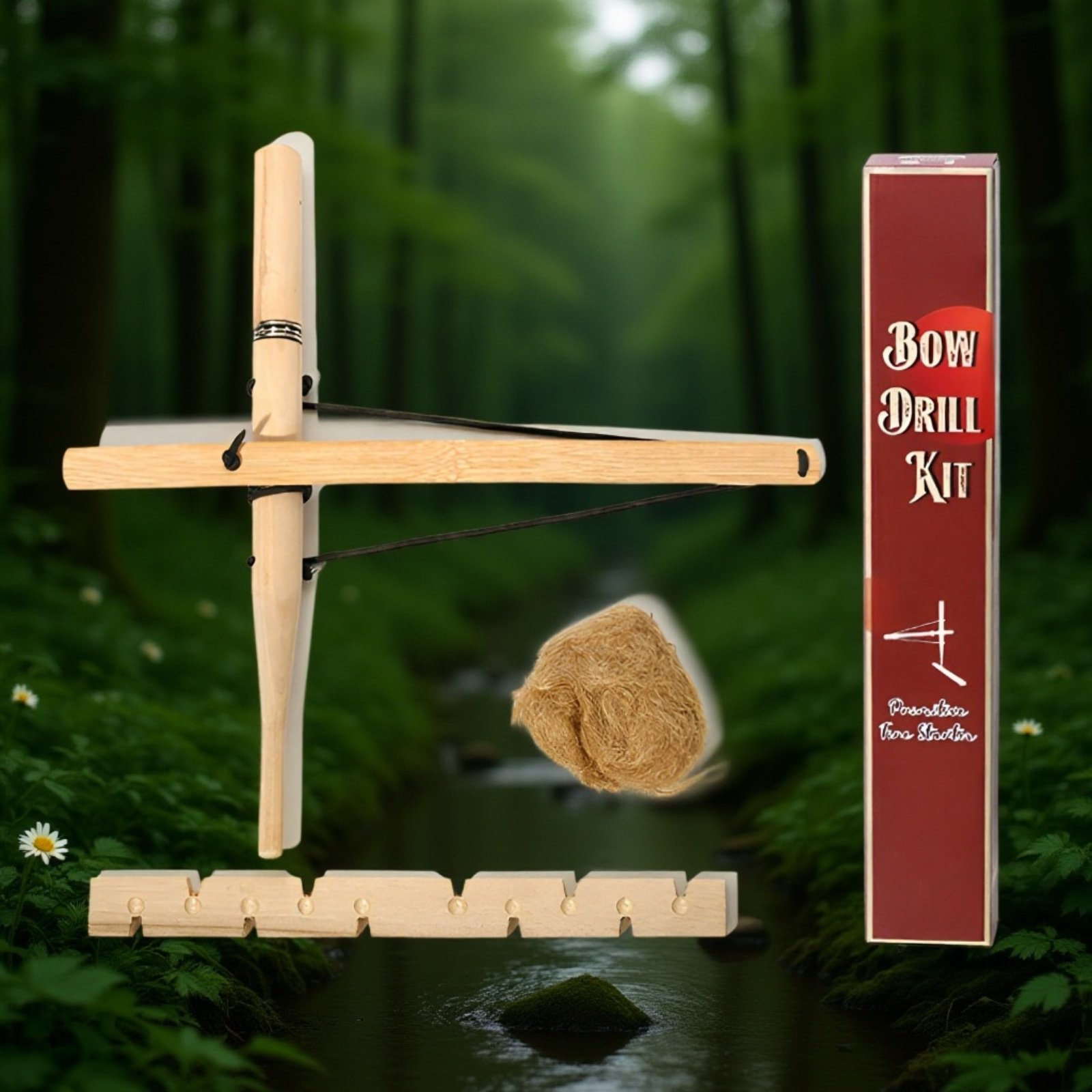 木を擦って火を起こすアウトドア着火ツール 野営火起こし装備 サバイバル訓練道具