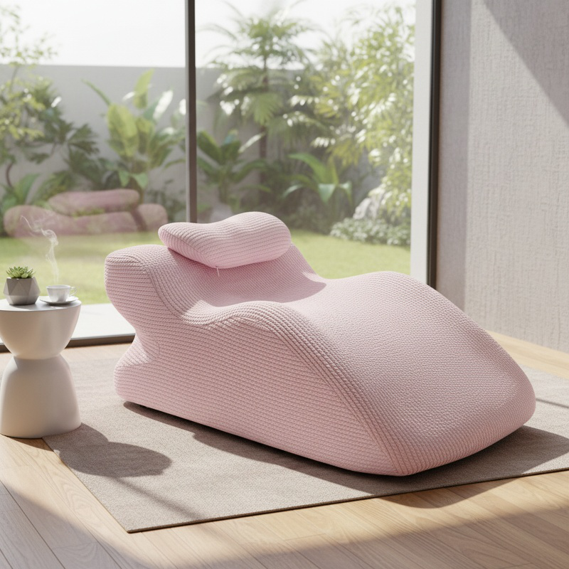 Side view of prone support pillow with memory foam