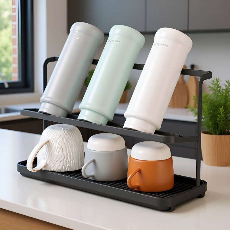Double-Layer Kitchen Countertop Cup Rack