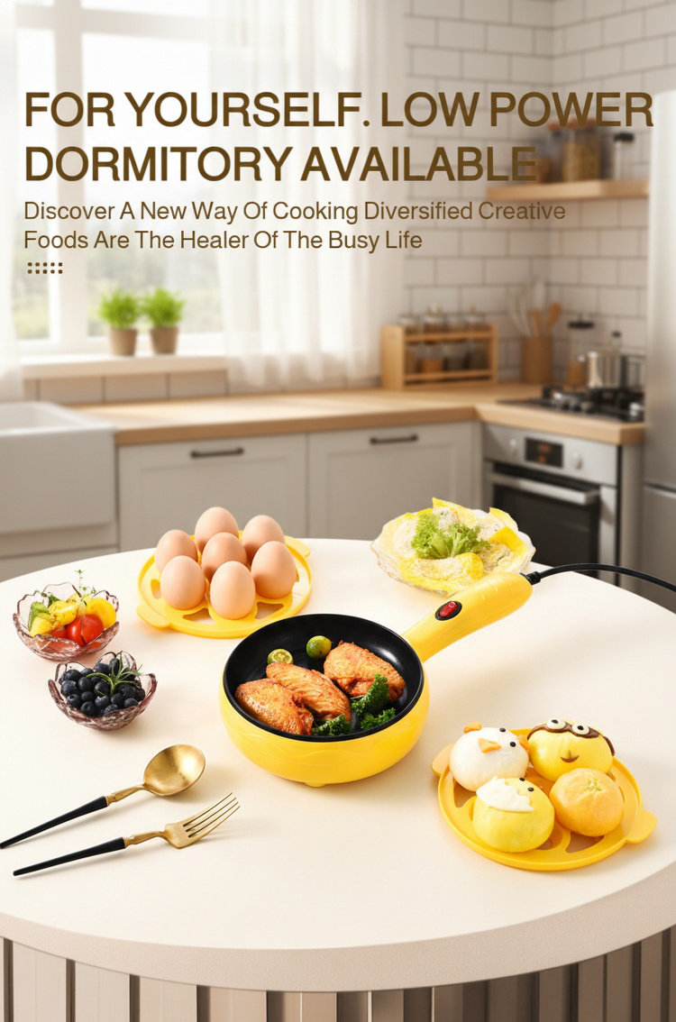 Boiling and Frying Eggs Simultaneously with Mini Cooker