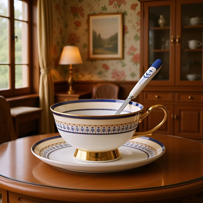 ボーンチャイナのティーカップとソーサーセット