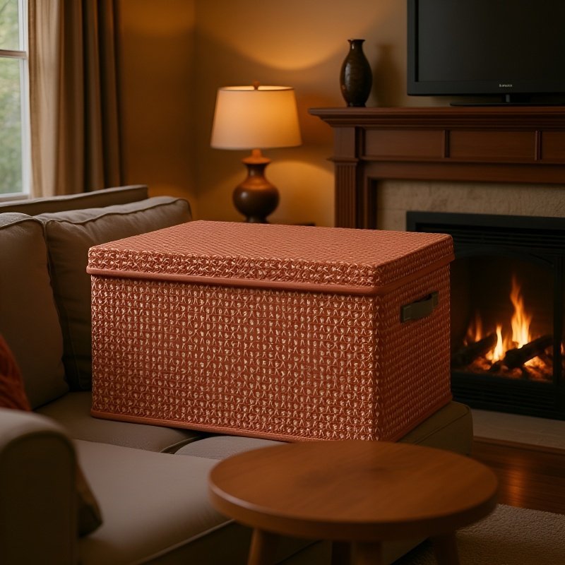  صندوق تخزين الملابس والأغطية مع غطاء، قابل للطي، مصنوع من لوح PP س