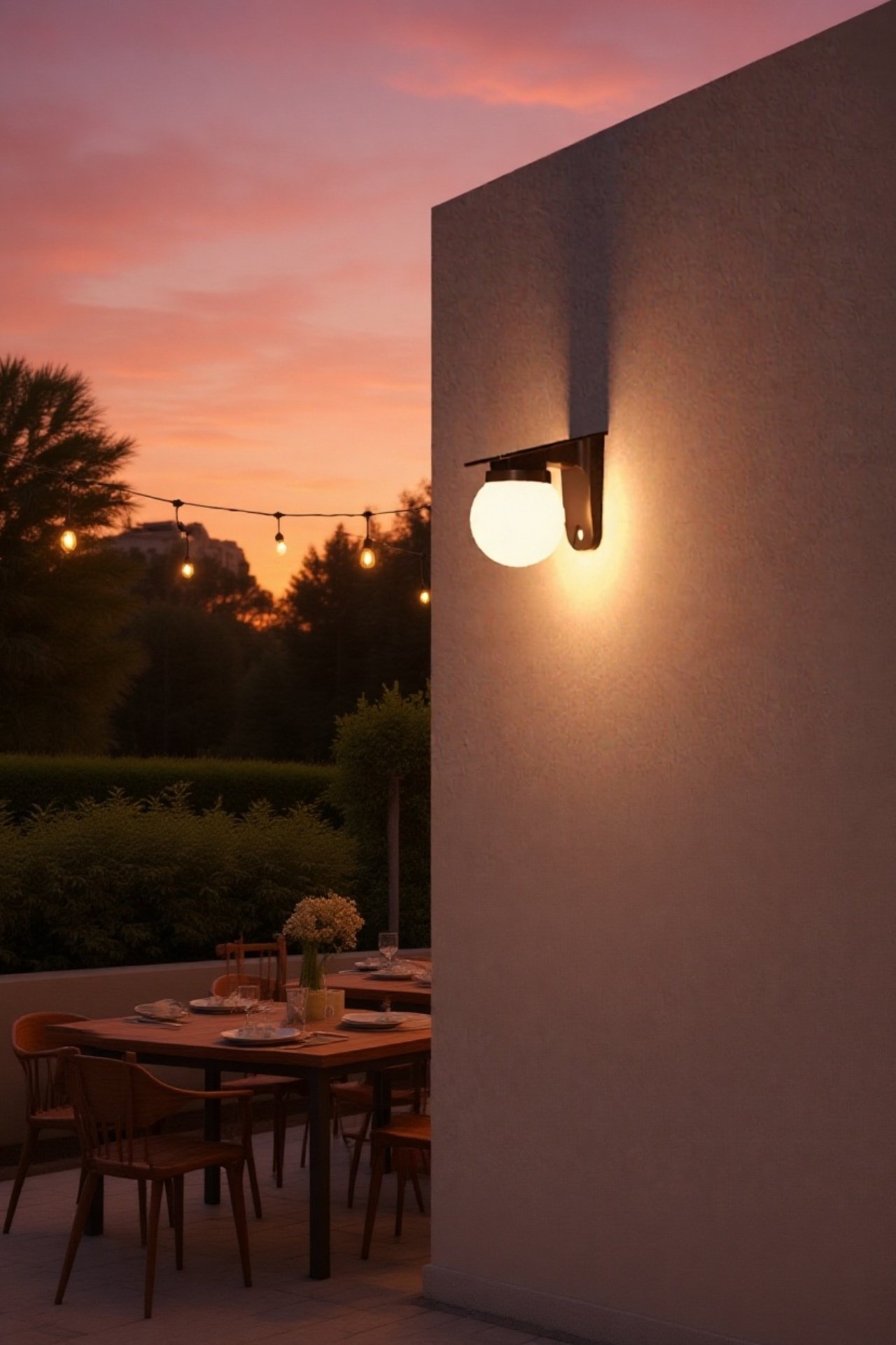 Waterproof solar wall light for patio lighting