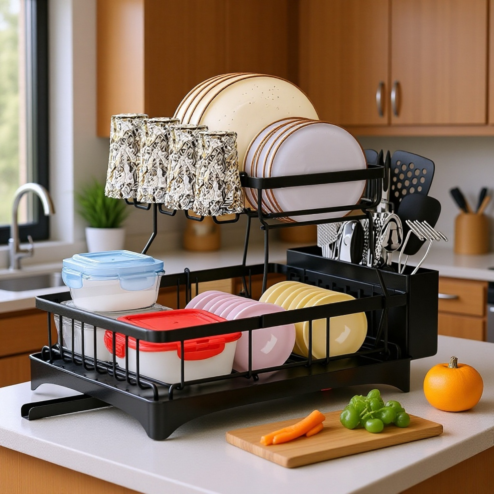 ステンレス食器水切りラック 多機能収納ラック