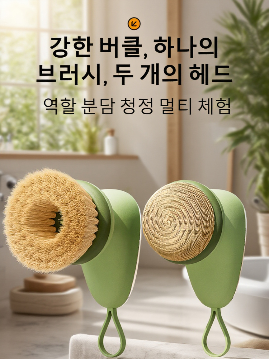 냄비를 깨끗하게 청소하는 브러쉬 사용 모습