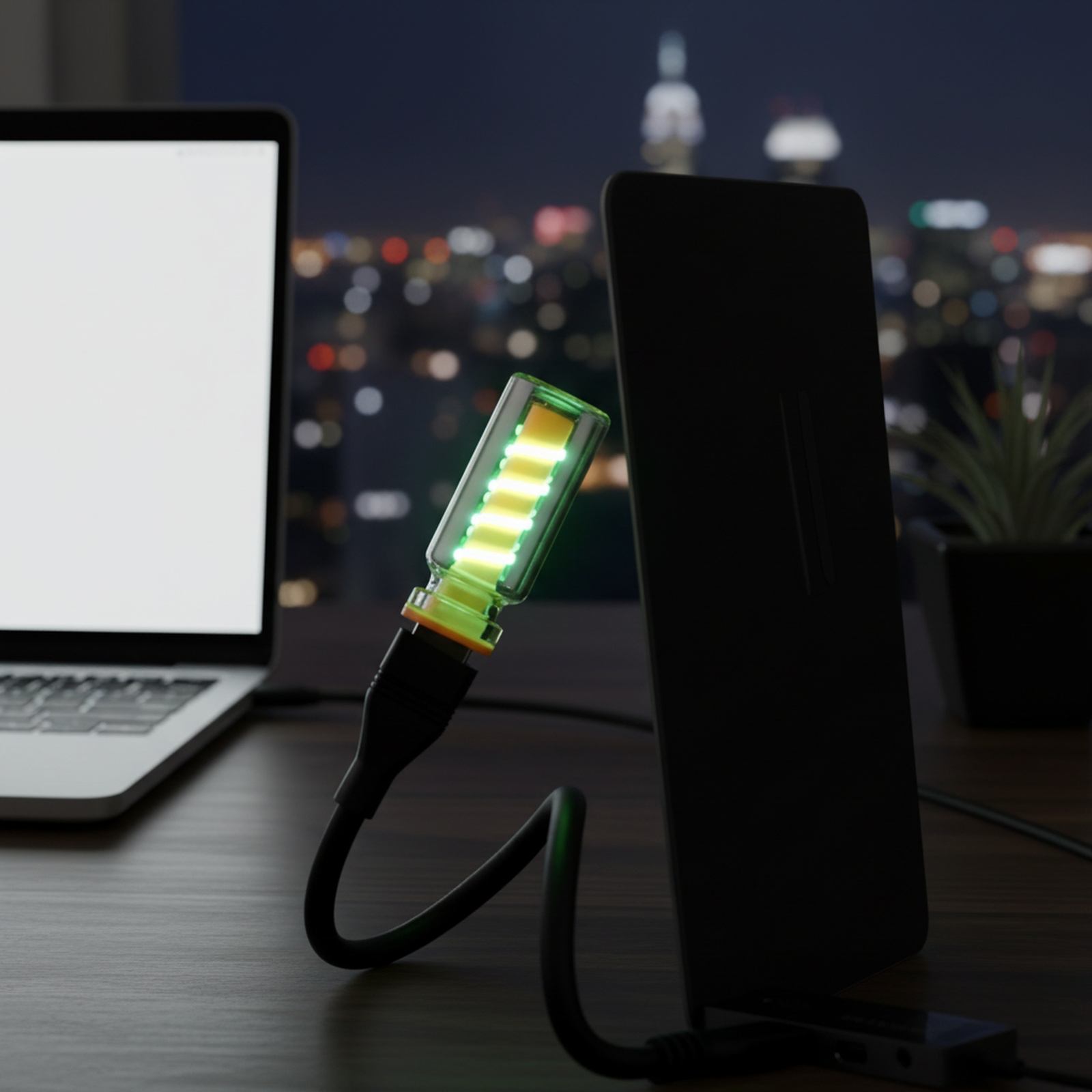USB Glass Bottle Night Light for Desktop Decor, Ambient Lighting