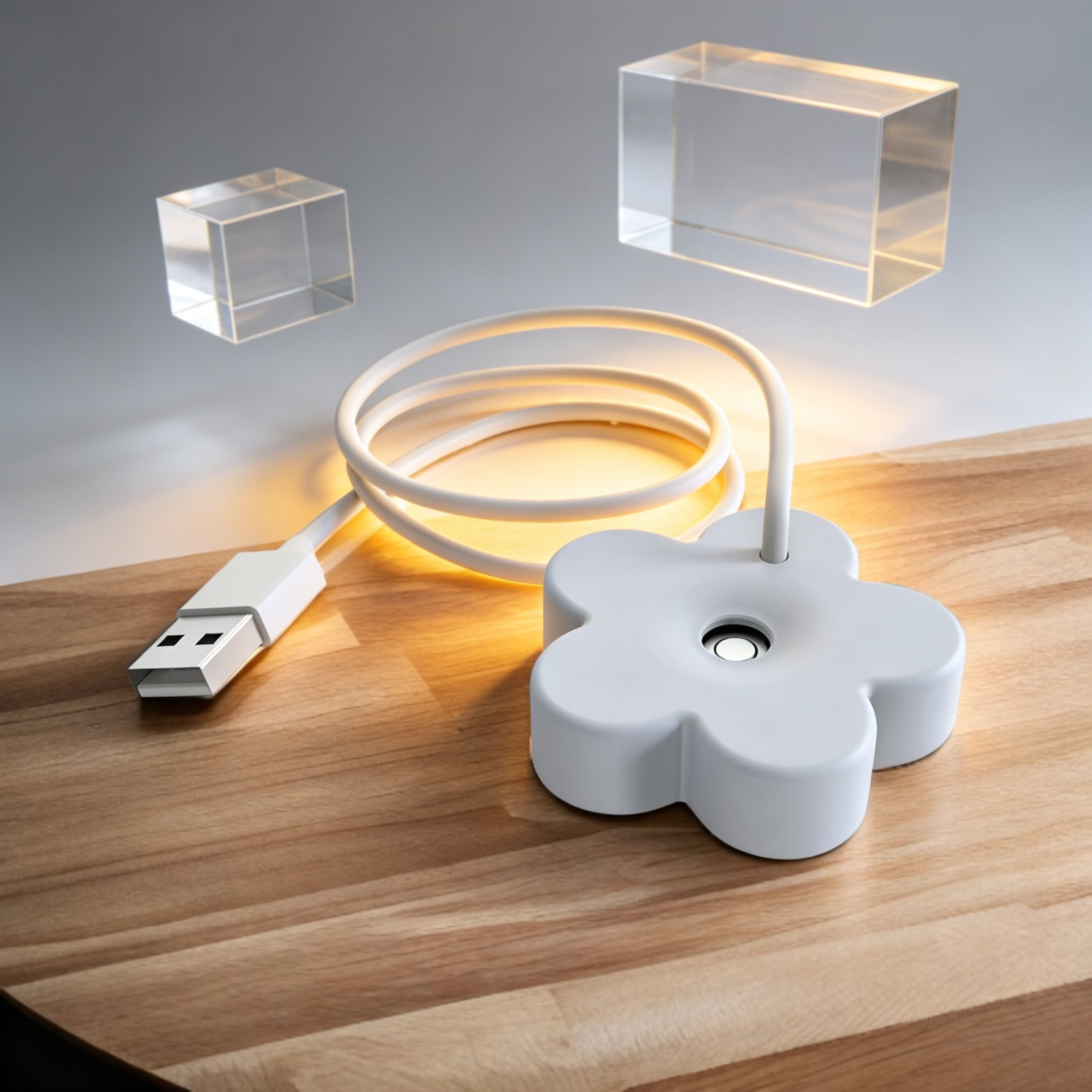 Mini humidificador USB portátil con forma de flor, silencioso, para oficina y hogar
