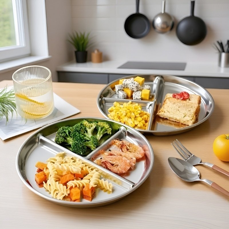 Comidas en porciones divididas circulares