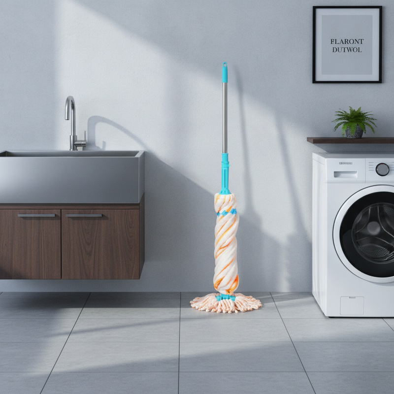 Self-twisting mop large size hands-free lazy household rotating mop squeeze water mop dry and wet du