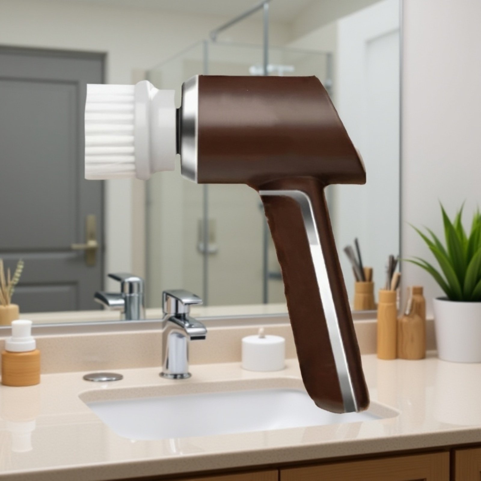 Wiederaufladbare multifunktionale kabellose Reinigungsbürste im Einsatz