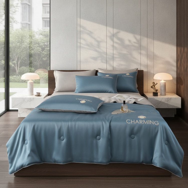 Silk embroidered quilt providing comfort in hot weather