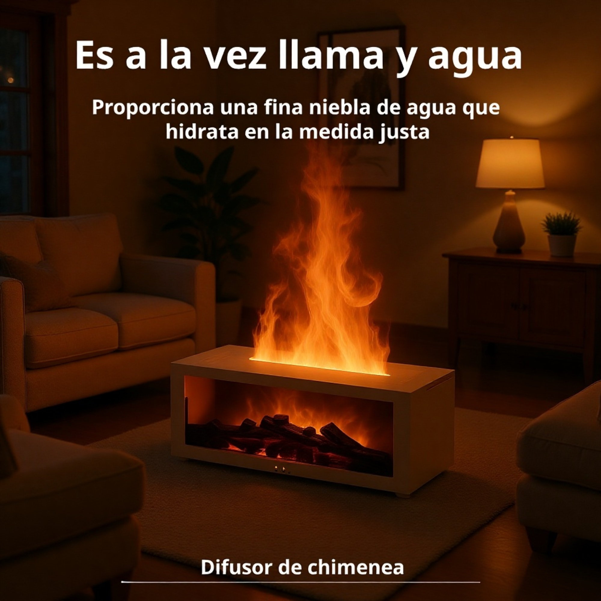 Humidificador JMY con aromaterapia y efecto chimenea