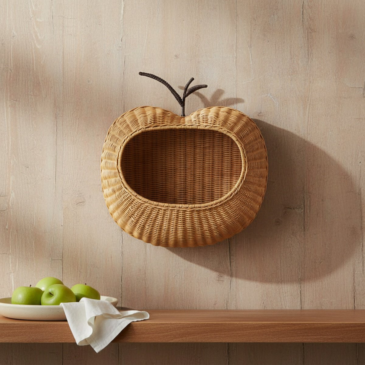 Nordic style rattan wall-mounted key storage basket home B&B decoration toy sundries storage basket 