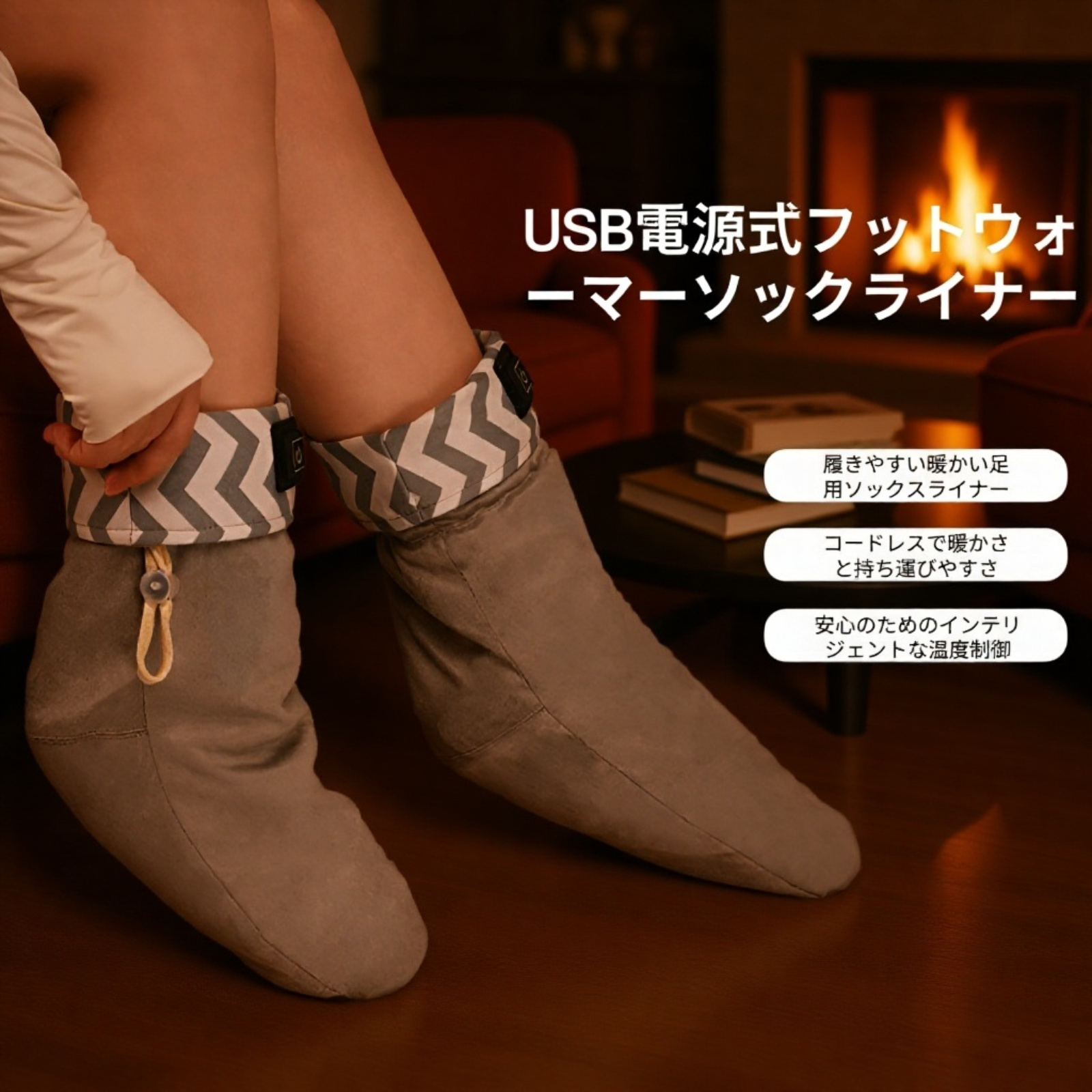 電気加熱フットウォーマーソックスの外観