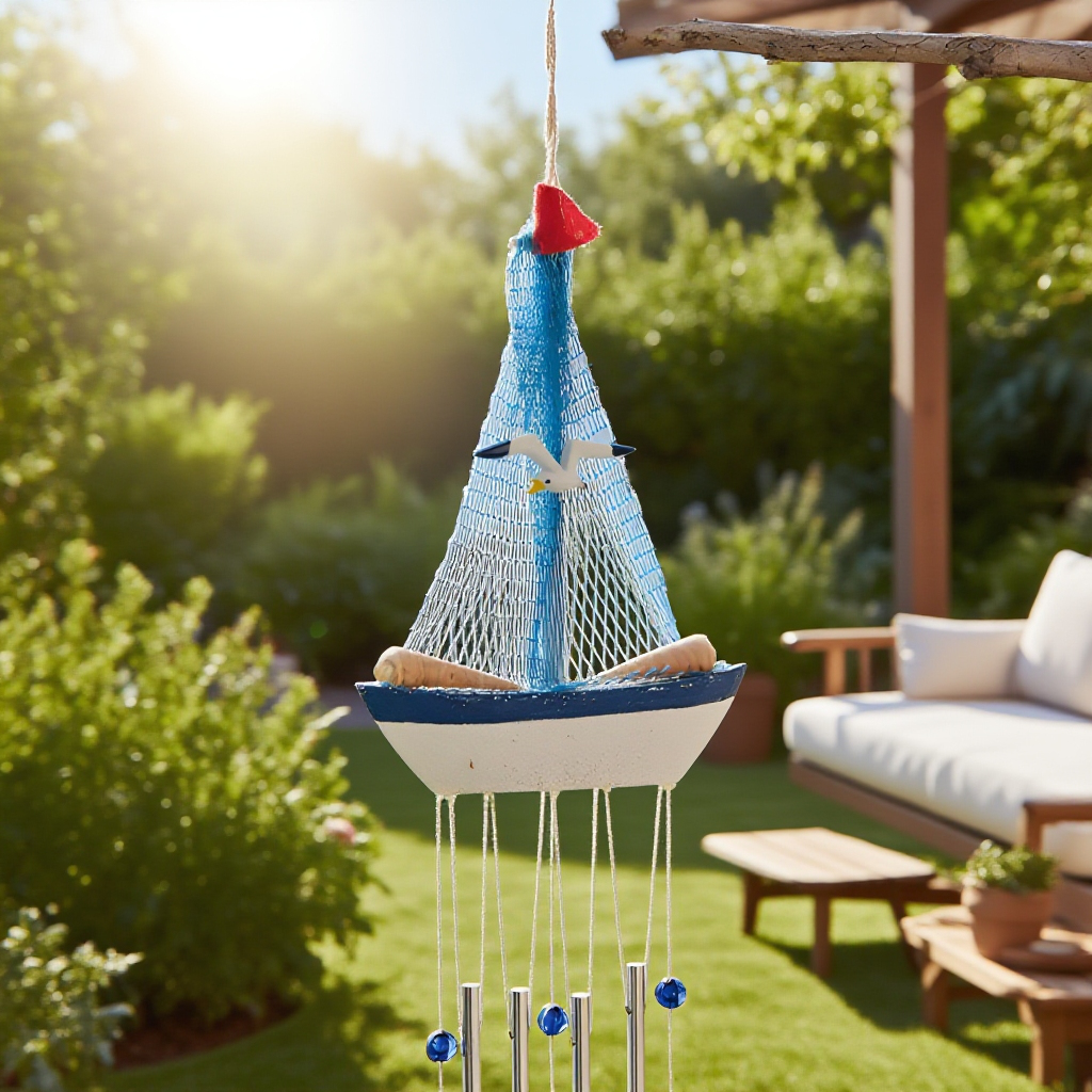 クリエイティブデザインの帆船風鈴