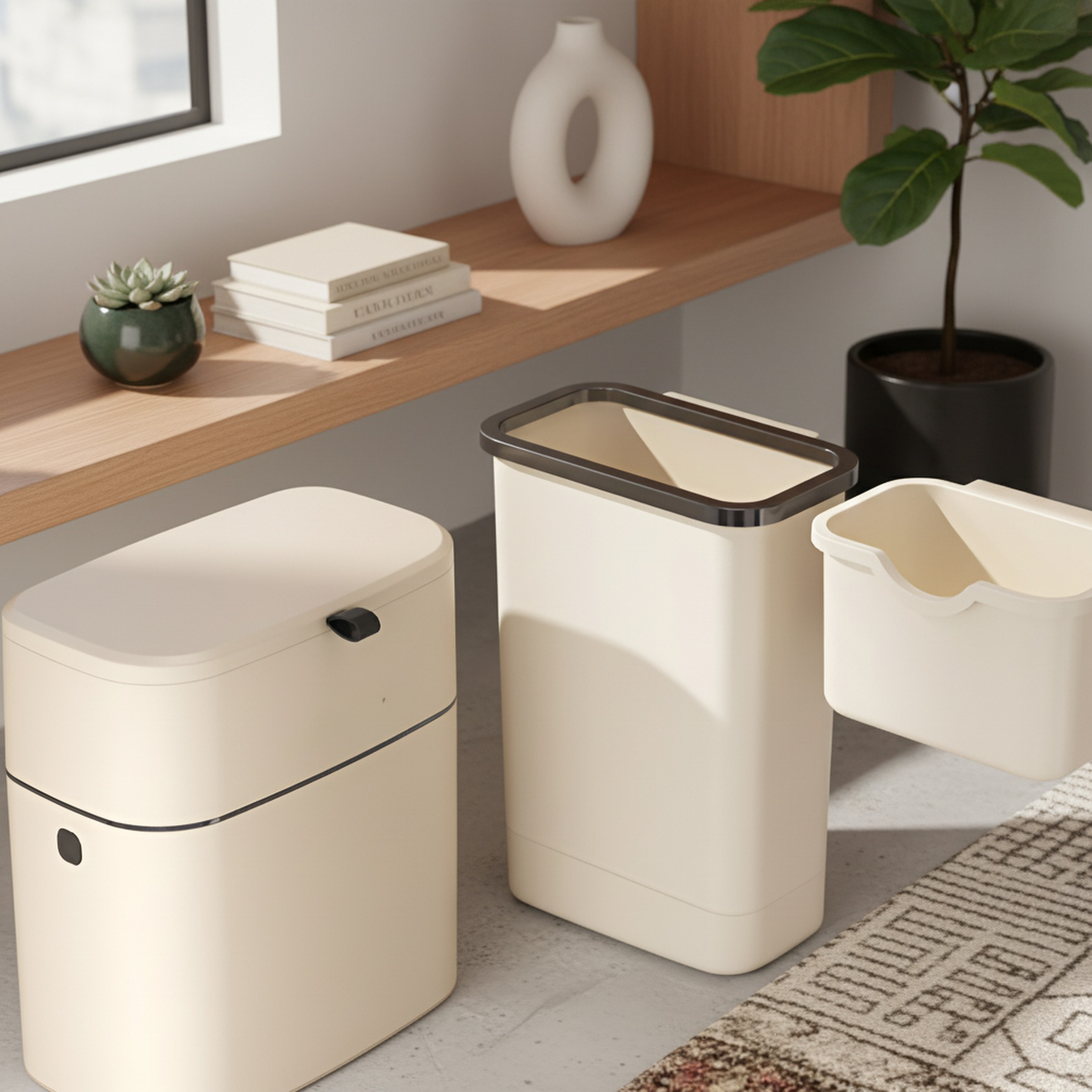 壁掛け式フリップゴミ箱 キッチン・バスルーム用フック式 リビングルーム用ゴミ箱 蓋付き 多目的ゴミ箱 大型四角ゴミ箱