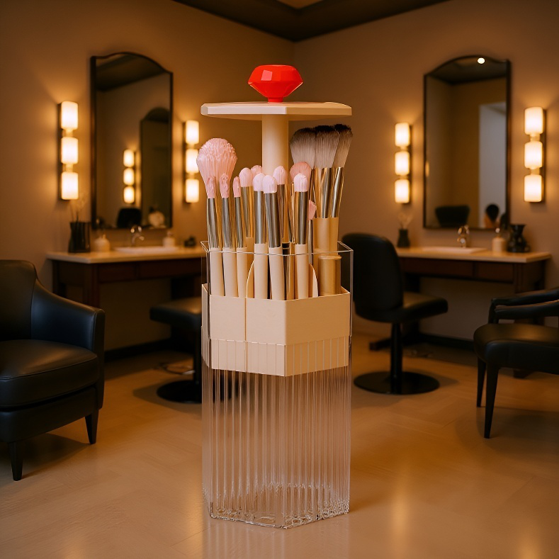 Estuche organizador de brochas de maquillaje a prueba de polvo para escritorio