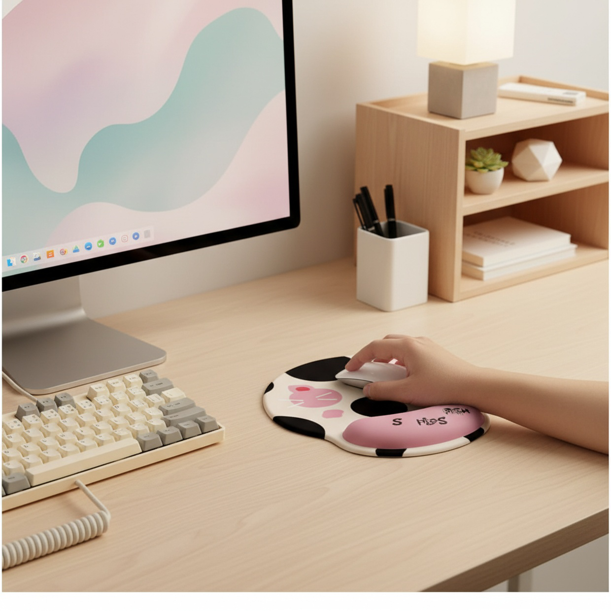 Adorable cat design mouse pad for office desk