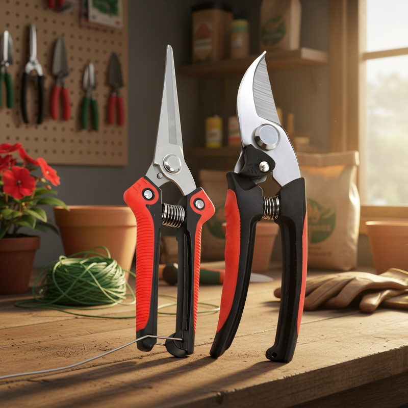 剪定用細かいハサミのクローズアップ