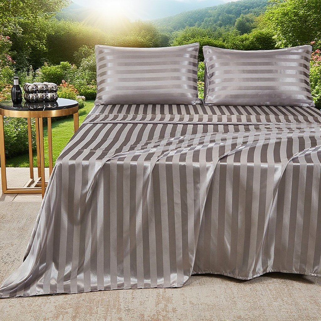 Imitation silk satin three-piece sheet set
