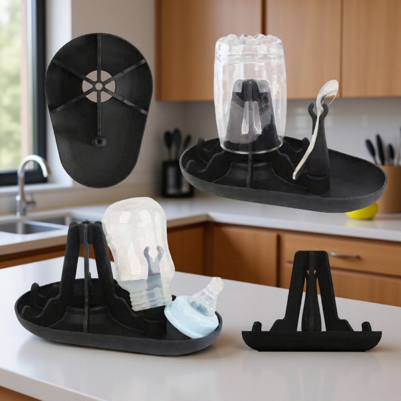 Water bottle and baby bottle quick drain storage rack