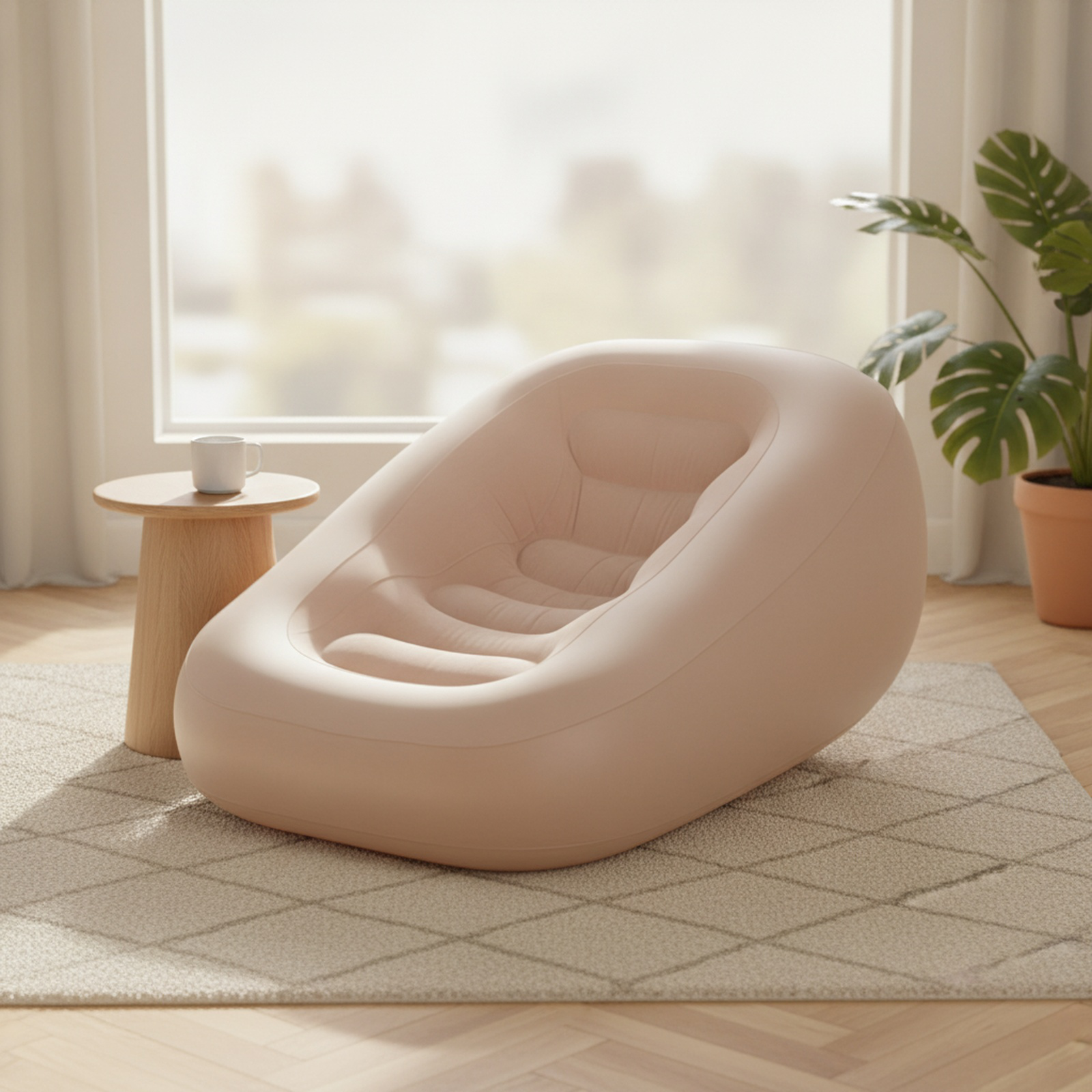 Sillón de moda en sala de estar minimalista