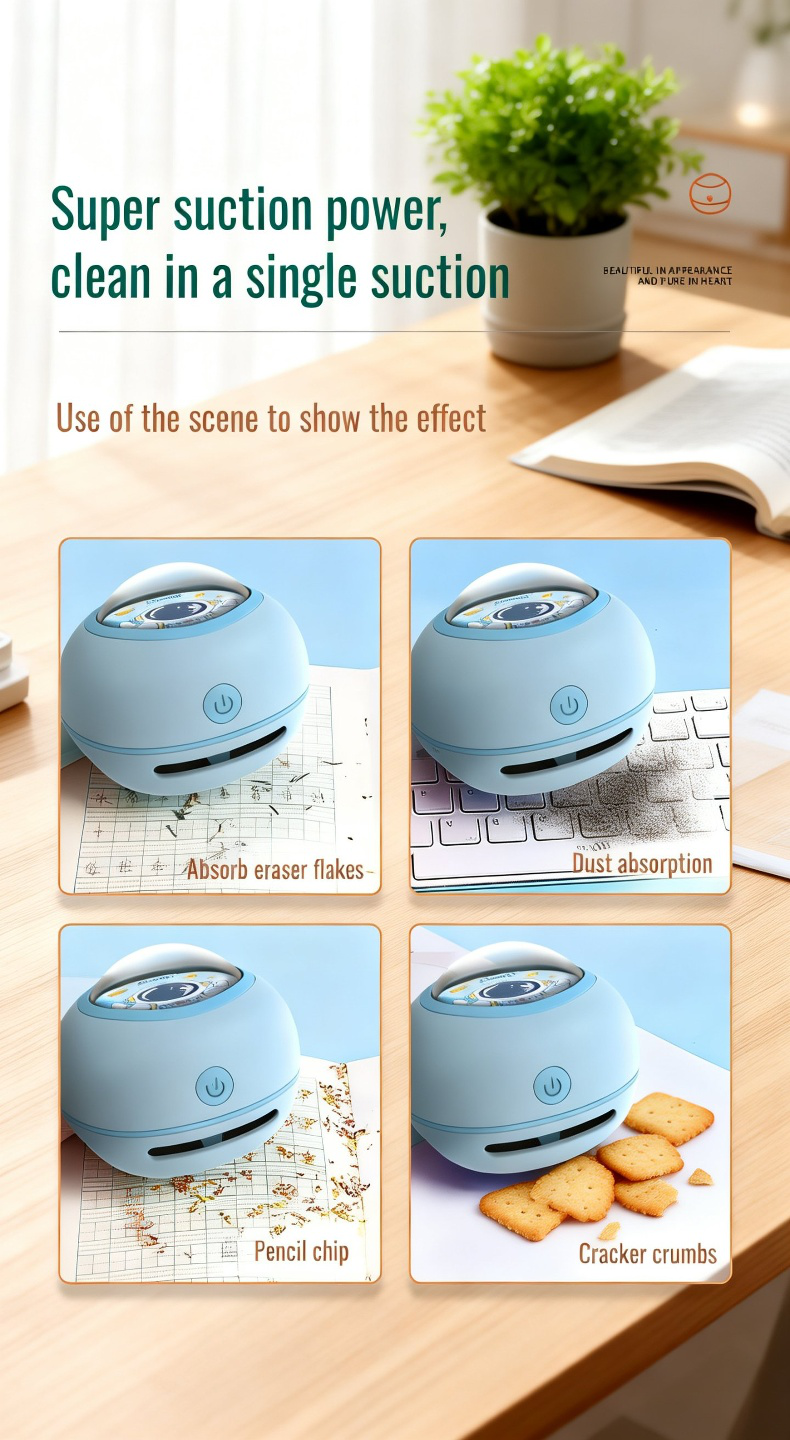 USB rechargeable desktop vacuum cleaner
