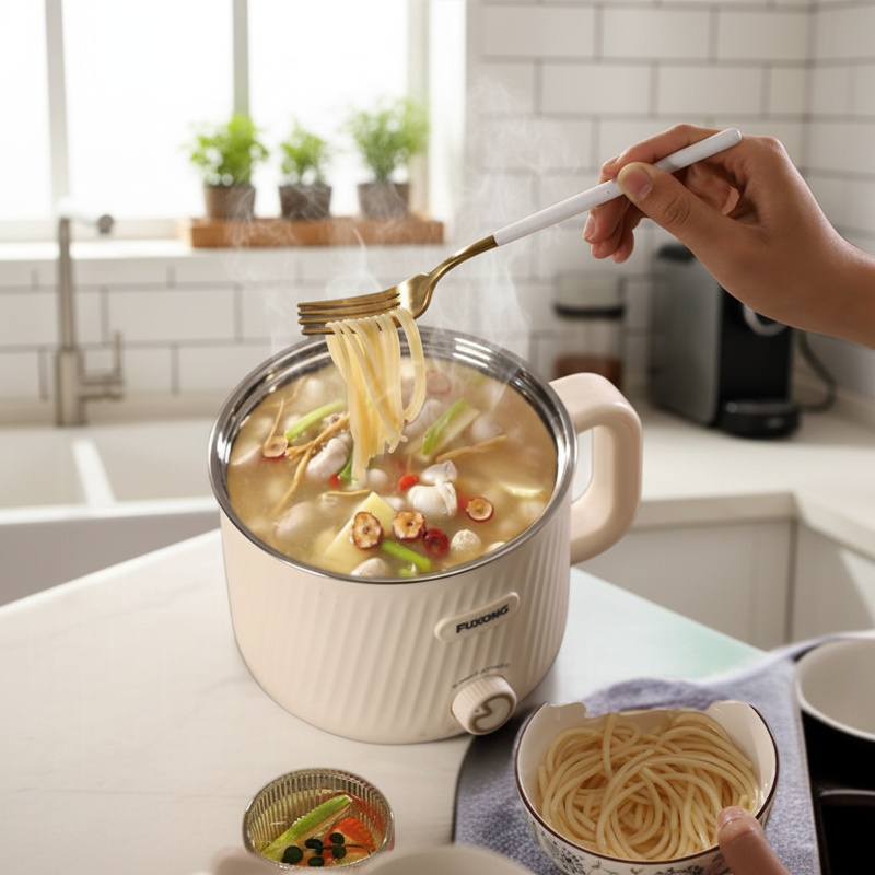 Mini hot pot électrique en acier inoxydable pour dortoir