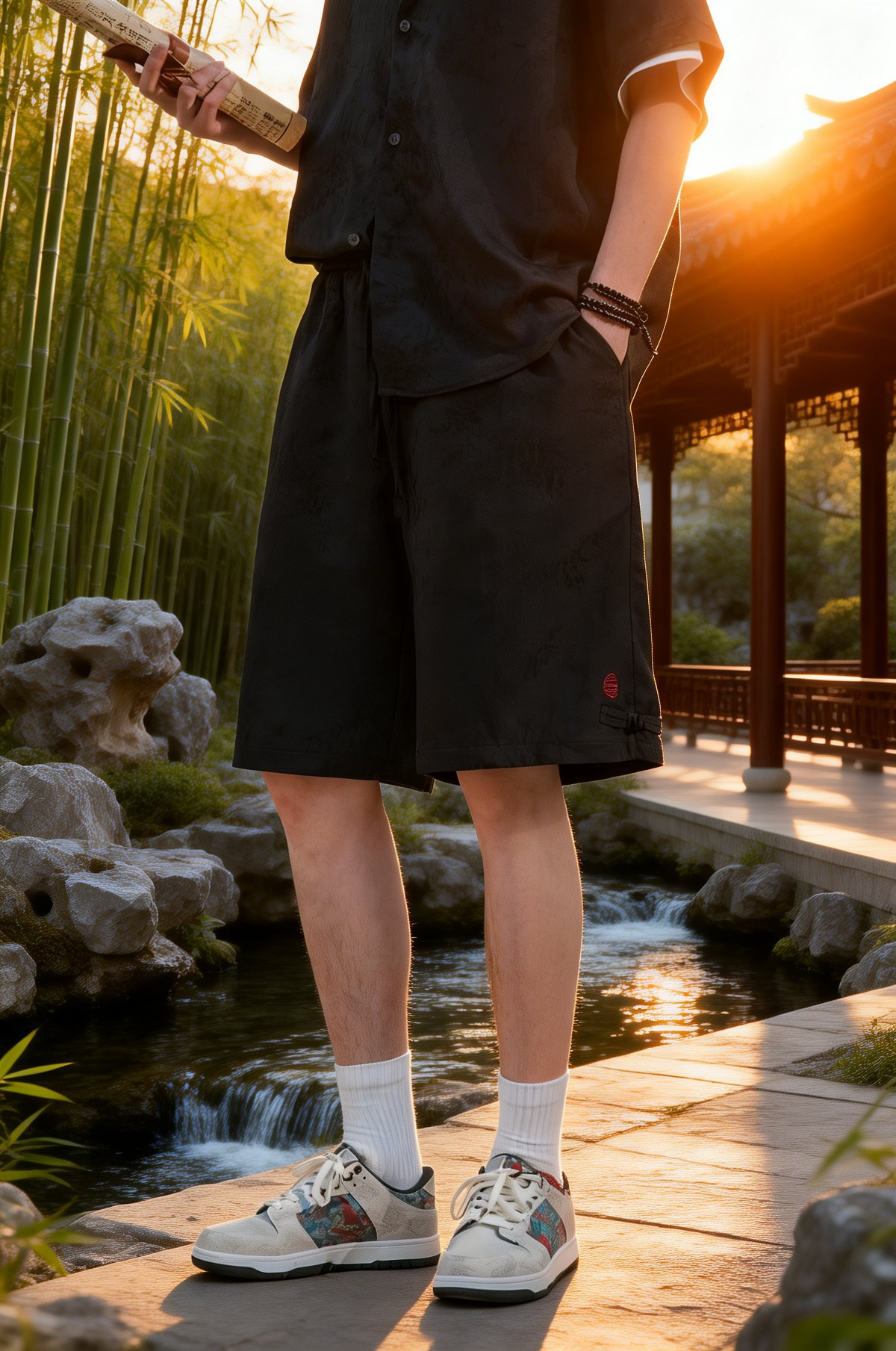 日常使いに便利な涼しい五分袴パンツ