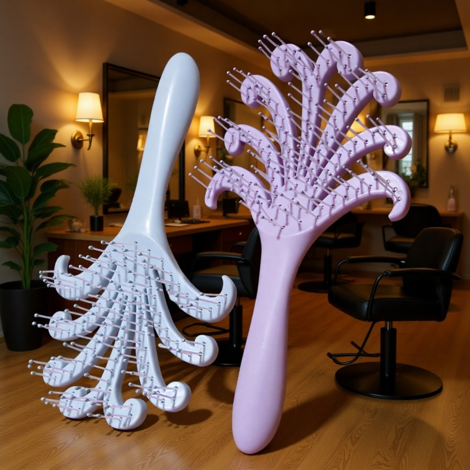 八爪鱼型ヘアブラシ ふんわり仕上げ 損傷なし マッサージブラシ 乾湿両用 携帯便利 女性専用