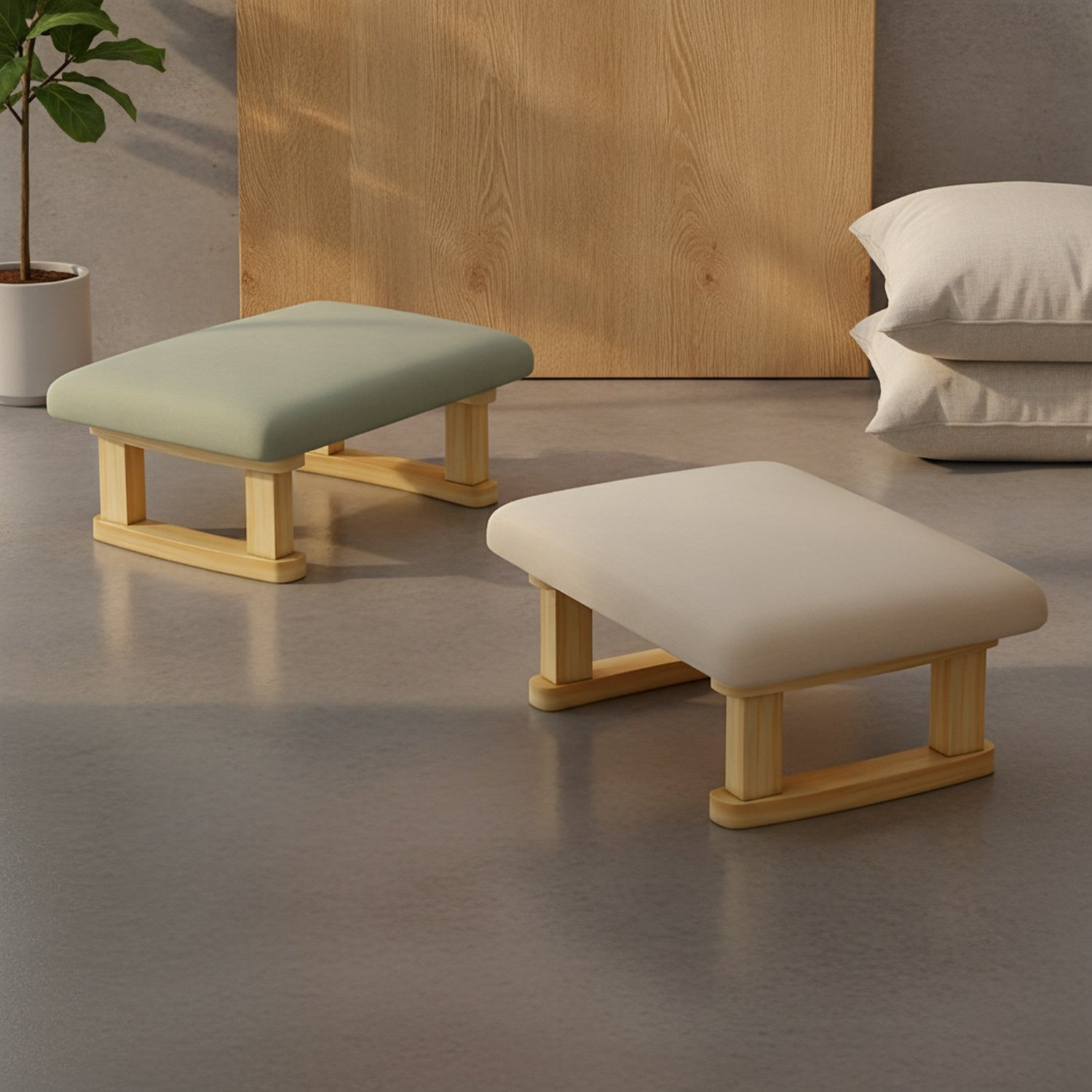 Japanese style soft pack legless sofa stool in living room