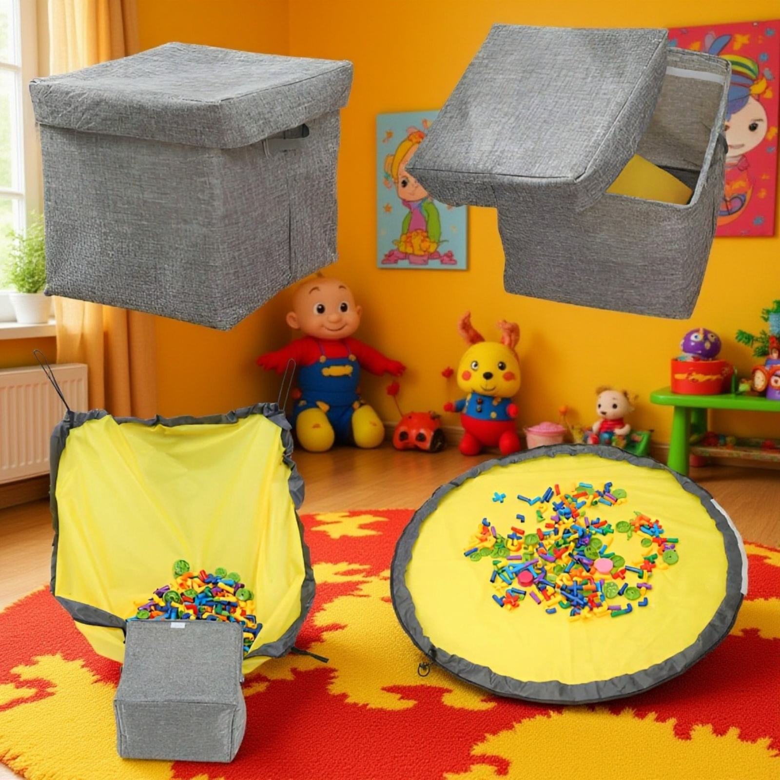 おもちゃ収納ボックス＋プレイマット折りたたみ式 おもちゃ収納バッグ