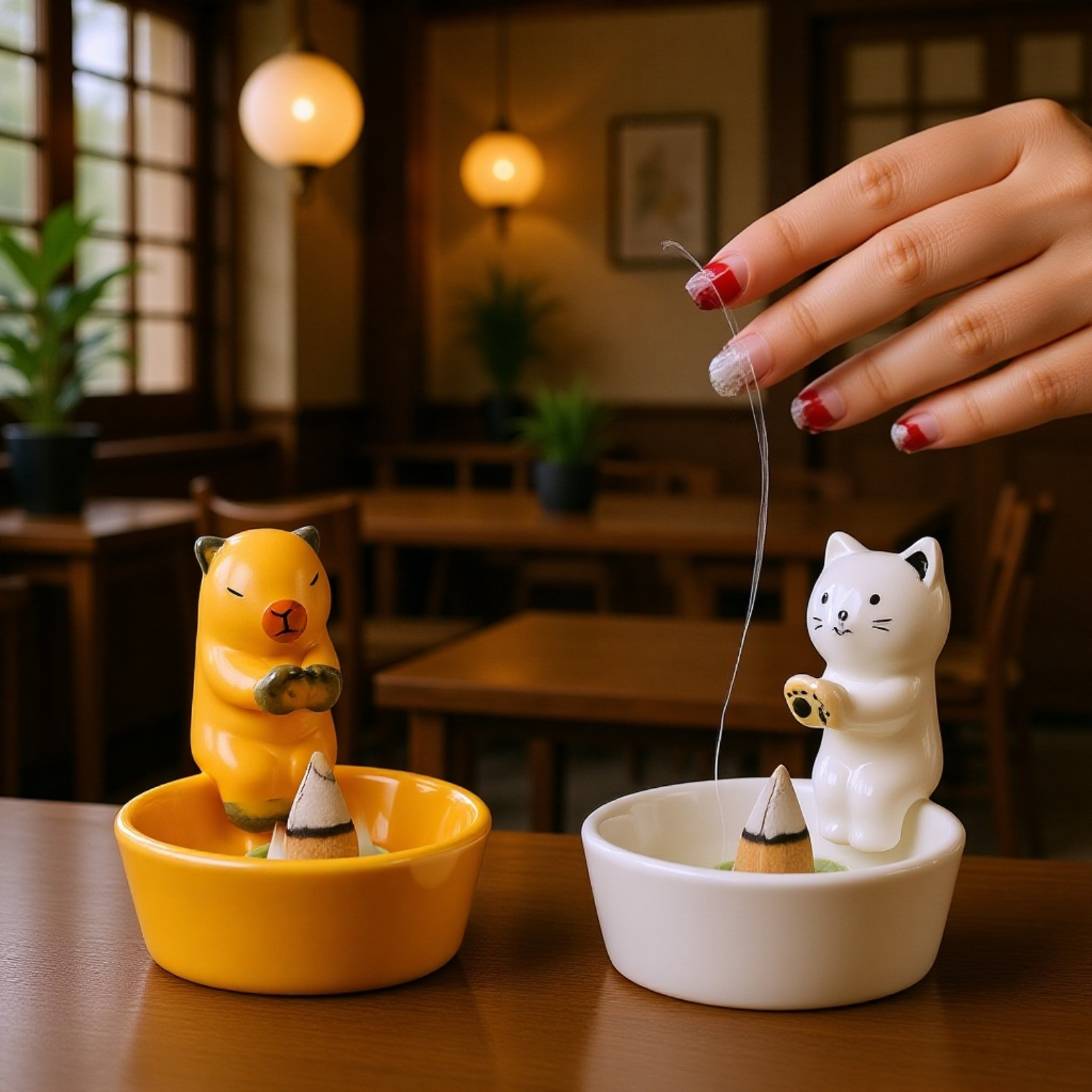 癒し空間を演出する猫型線香炉