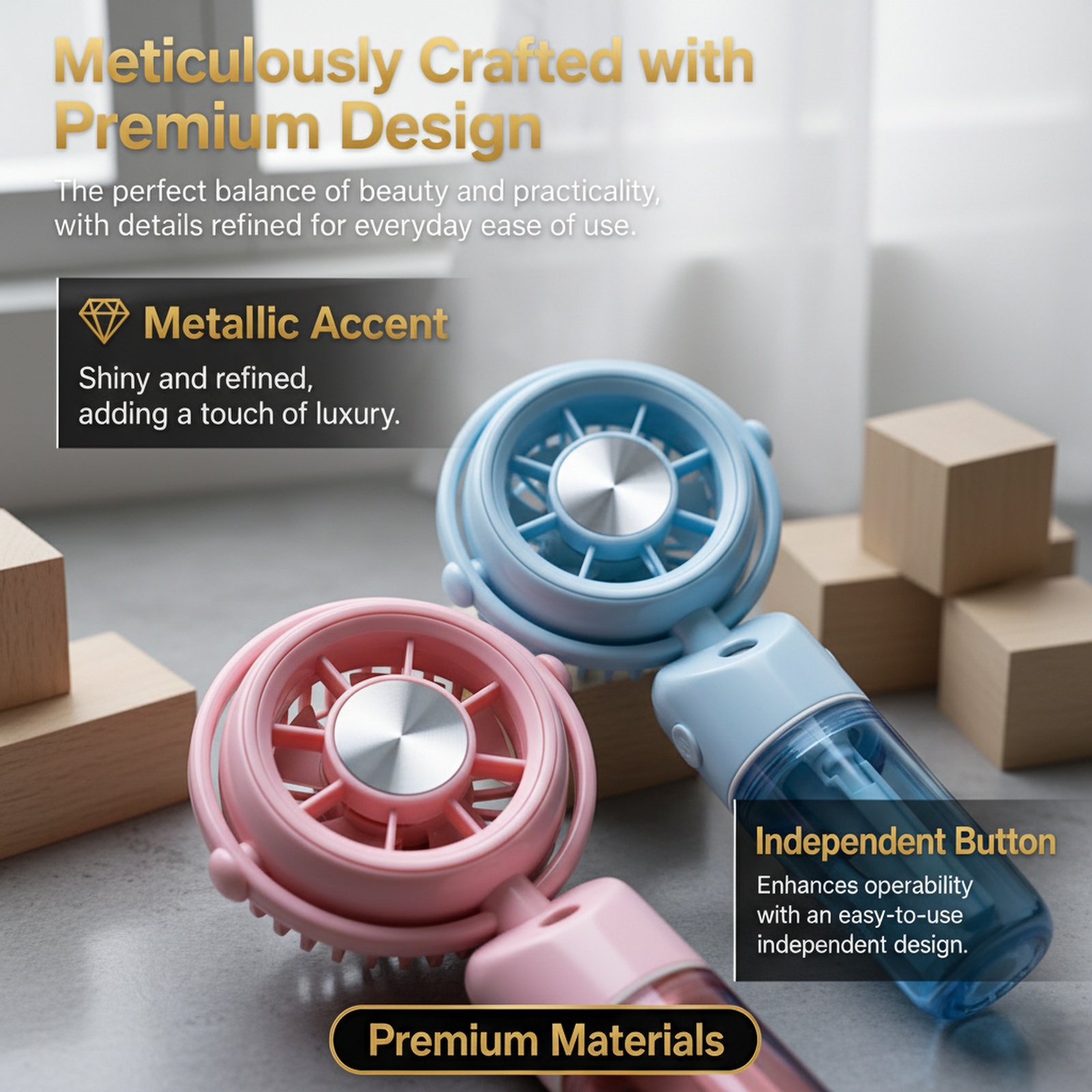 Portable USB Rechargeable Handheld Desktop Mist Fan