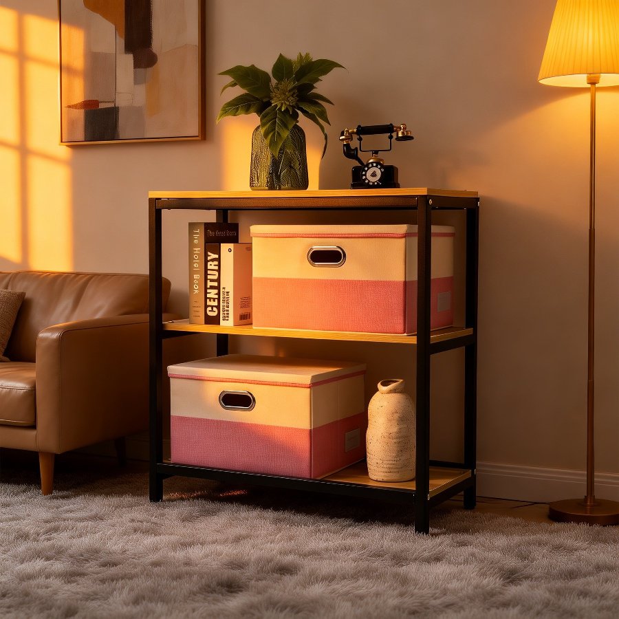 Set of 3 Foldable Closet Storage Bins with Lids, Linen Fabric Organizer Boxes