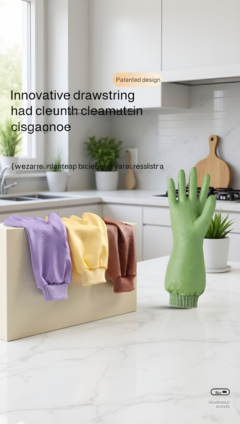 Women's thickened waterproof dishwashing gloves for kitchen cleaning