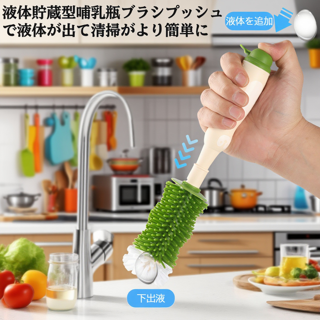 新しい液体保存ボトルブラシ多機能シリコンナイロンブラシギャップニップルロングハンドルクリーニングブラシカップブラシセット