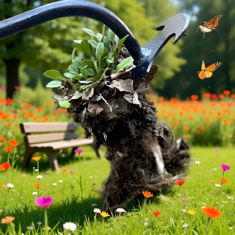 Multifunktionaler Unkrautvernichter mit Lockerungsschaufel für Wildgemüse